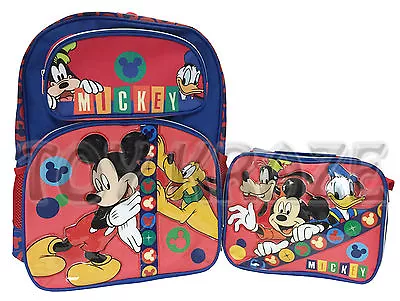 Mickey Mouse Backpack & Lunch Box Set! Blue Red Boys School 16  Nwt (2 Pc) • $29.99