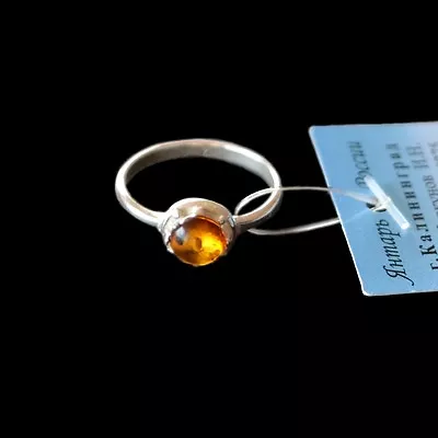 Baltic Amber Ring Genuine Polished Silver Plated Frame Stylish Gift 16 /17 / 18 • $9.95