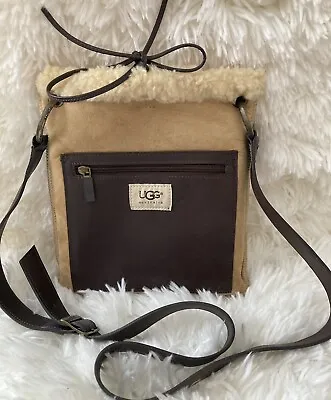 UGG Shearling Tan Suede  Shoulder Crossbody Bag  Leather Strap And Trim • $35.95