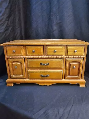 Vintage Wooden Dresser Style Jewelry Box 4 Drawers 2 Ring Drawers • $25