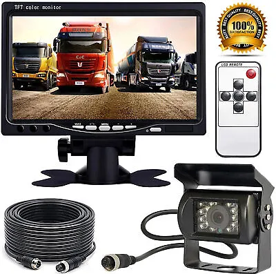 Car Reversing Camera +7  TFT LCD Monitor For Truck Caravan Bus Van Rear View Kit • £39.95