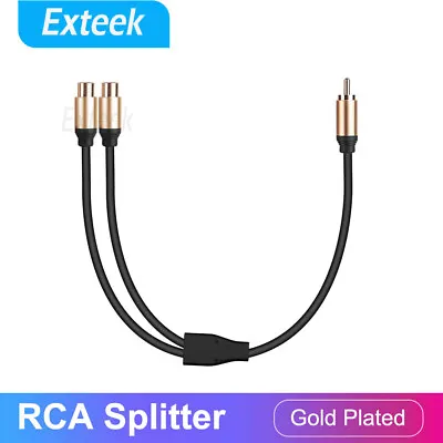 RCA/Phono Splitter Cable Male To 2RCA Female Stereo Audio Y-Cable Gold Plated • $7.55