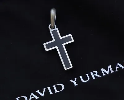 David Yurman Sterling Silver Exotic Stone Cross Amulet Pendant Black Onyx 925 • $229