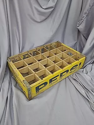 Vintage Yellow Pepsi Cola Wood Bottle Crate 24 Slot Caddy  • $30