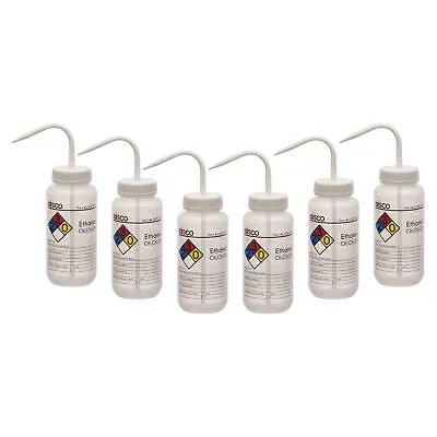 6PK Ethanol Wash Bottle 500ml - Wide Mouth Pre-Labeled - LDPE - Eisco Labs • $41.99
