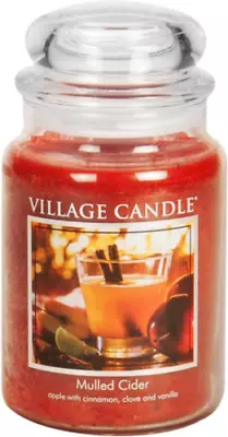 Village Candle Mulled Cider Large Glass Apothecary Jar Scented Candle 21.25 Oz • $28.99