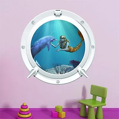 Dolphin Mermaid Porthole Underwater Submarine Kids Wall Art Sticker Decal P4M  • £3.99
