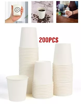 200pcs Paper Cups Disposable Hot And Cold Drinks Coffee Tea Party Supplies 7oz • £9.99