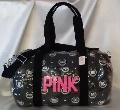 🔥 Victoria's Secret PINK Monogram BLING Bag Duffle Gym Carry-on Luggage NEW NWT • $212.85