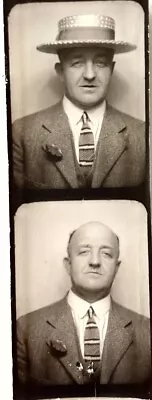 Dapper Man In Skimmer Hat & Bald Underneath VTG 1940s PHOTO BOOTH Strip Lot • $9.99