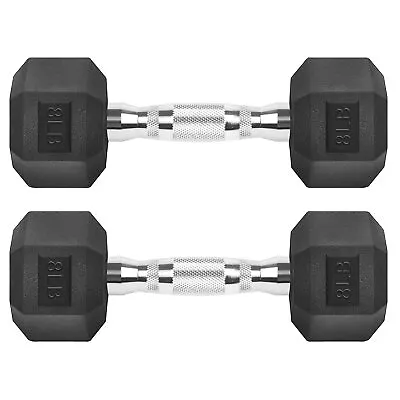 Hex Dumbbells Rubber Coated Cast Iron Hex Black Dumbbell Free Weights For Exe... • $49.19