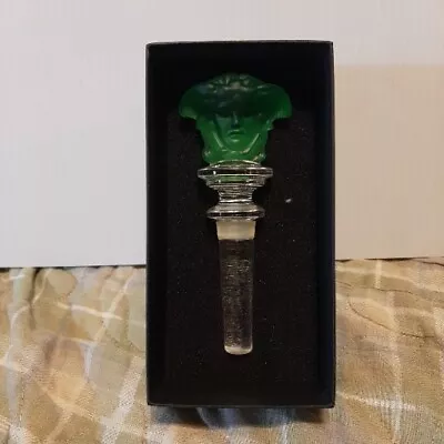 1980's Vintage Versace Green Medusa Glass Bottle Stopper Designer With Box  • $99.99