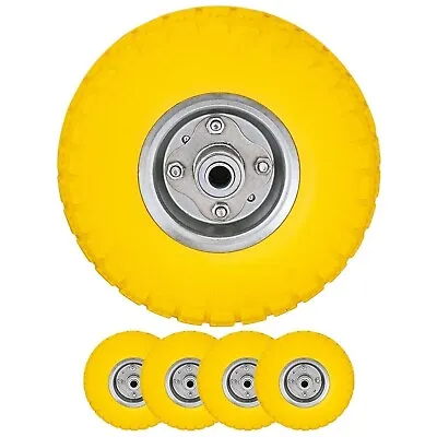 10  Yellow Pneumatic Sack Truck Trolley Wheel Barrow Tyres Wheels 4.10/3.5-4.0 • £9.99