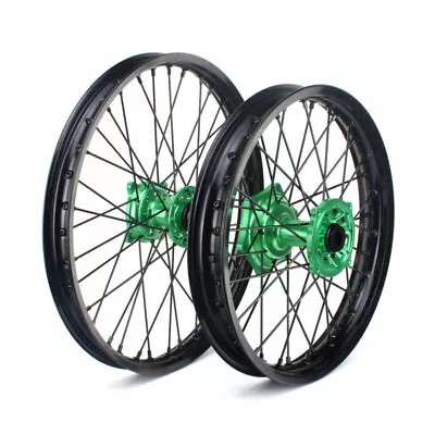$505.60 • Buy 21  19  MX Wheel Rim Green Hubs Set For Kawasaki KX250F KX450F 06-18 KX125 KX250