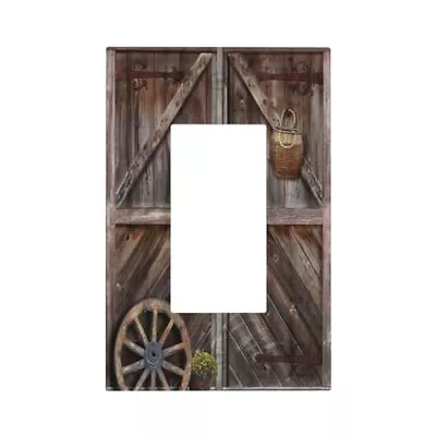 Vintage Rustic Farmhouse Brown Wood Barn Door Single Rocker Decora Light Swit... • $22.99