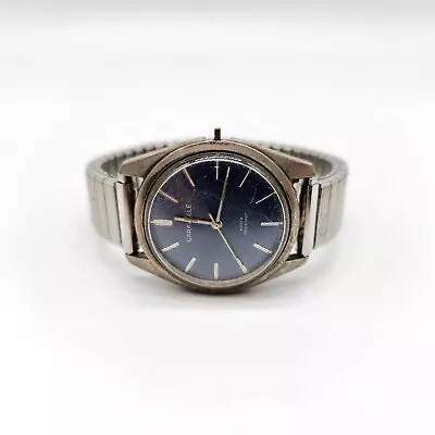 Caravelle Men's Watch Blue Dial Mechanical Wind Up 34mm For Parts Repair Vintage • $19.99