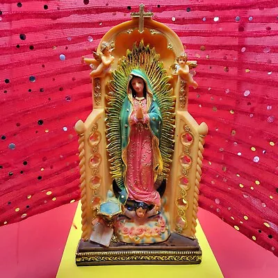  Virgen De Guadalupe Statue  And Candle Stand 13 X 8 Inch Table Top With Incense • $75