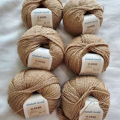 6 Ball Lot Elsebeth Lavold Knitting Yarn HEMPATHY Tan 50 Gr 153 Yds Each • $59.95