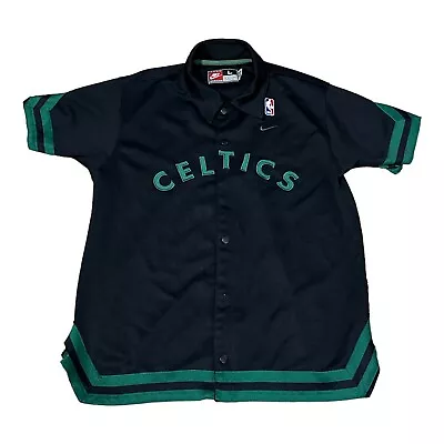 Nike Boston Celtics Jersey Sz Large 25 Black Snap Down Warm Up Shirt Jacket READ • $24.95