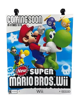 Vintage New Super Mario Bros Wii Nintendo Store Display Poster  Game Stop • $49