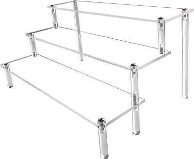 1/3/4 Tiers Transparent Acrylic Display Shelf Counter Riser Stand Rack Shelves • £8.49