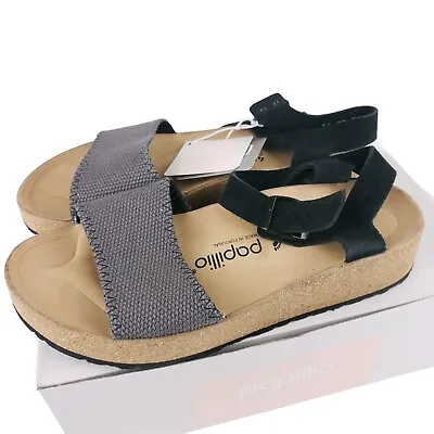 $119.99 • Buy PAPILLIO Birkenstock GLENDA Leather Strappy Heeled Sandals ANTHRACITE NARROW FIT