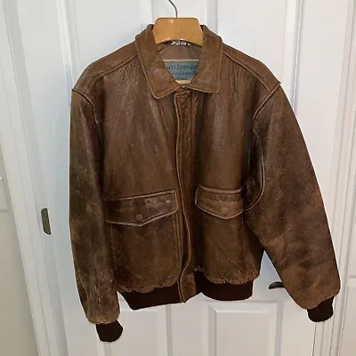 Vintage Aeropostale Compagnie Generale Leather Bomber A2 Jacket Men 42 L Brown • $100.47