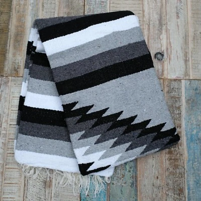 £32 • Buy Mexican Saltillo Sarape Blanket - Playa Gris