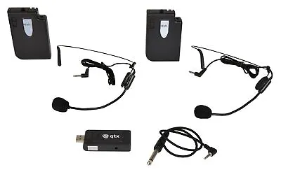QTX U-Mic Dual Wireless UHF Microphone Kit With 2 X Head Band Mics • £51.92