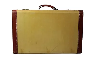 Towne TWEED SUITCASE Leather Trim Hardshell Luggage Vintage Distressed • $90