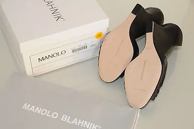 New MANOLO BLAHNIK SEDARABY BIJ 105 Black Satin PEARLS Silver Jeweled SHOES  • $550