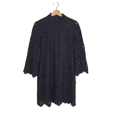 Paris Atelier & Other Stories AU 12 Guipure Lace Flare Sleeve Mock Neck Dress • $49.95