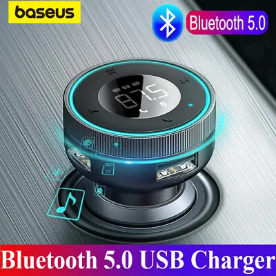 Baseus Car Bluetooth 5.0 Wireless FM Transmitter Dual USB QC3.0 Charger MP3 Kit • $21.59