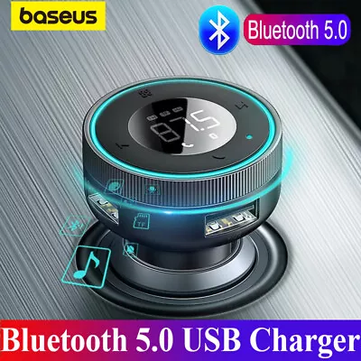 Baseus Car Bluetooth 5.0 Wireless FM Transmitter Dual USB QC3.0 Charger MP3 Kit • $21.99