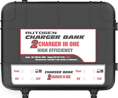 2-Bank Marine Battery Charger 10-Amp (5-Amp Per Bank) Dual Battery Trickle Char • $115.99