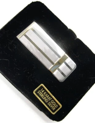 Money Clip A & Z 14 K Gold & 925 Sterling Silver Lined Designed • $159.99