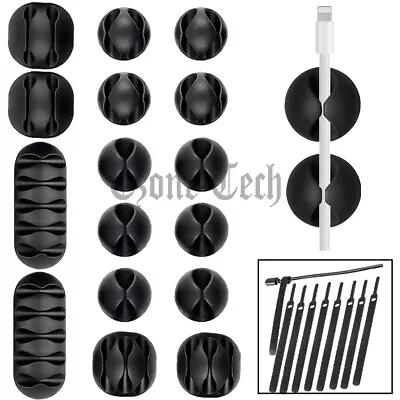 26PCS Cable Clips Cord Management Wire Tie Holder Organizer Clamps Self-Adhesive • $7.65