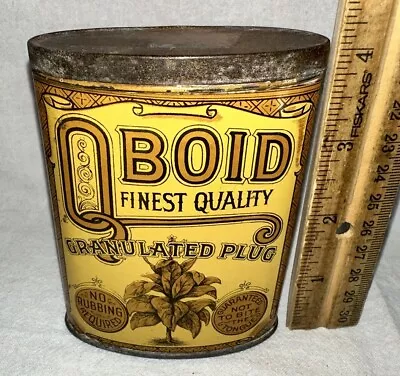 Antique Qboid Granulated Plug Tin Litho Vertical Pocket Tobacco Can Smoking • $15.50