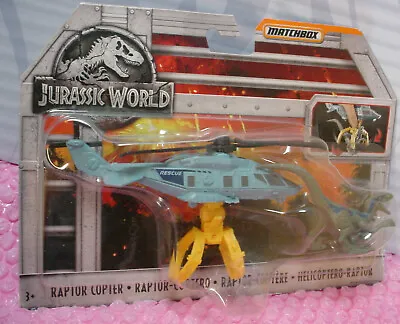 Matchbox JURASSIC WORLD Dino Transporters RAPTOR COPTER ☆ Rescue Helicopter • $24.96