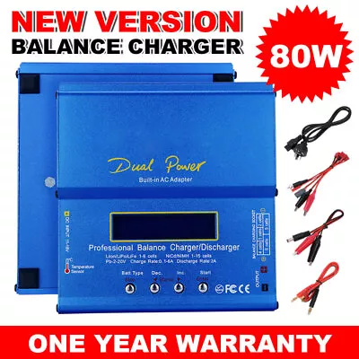 80W Lipo Charger Digital Version Lithium NiMh Battery IMax B6AC RC Pro Control • $41.95