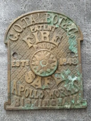 £29.99 • Buy C O Talbot & Co Brass Safe Plaque /Escutcheon/Plate Apollo Works Birmingham Used