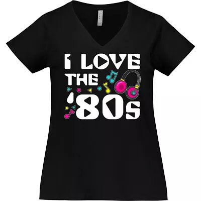 Inktastic I Love The '80s-musical Notes Women's Plus Size V-Neck 80s Eighties • $27.99