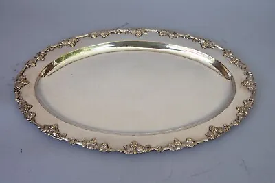 Vintage SILVER Plate Grapevine Adorned Oval Platter Serving 20  • $50
