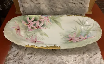 T&V Limoges Handpainted Orchid Console Bowl • $24.99