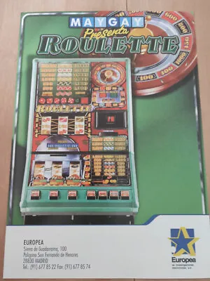Maygay  Roulette  Arcade Fruit Club Machine A4 Sales Flyer • £12