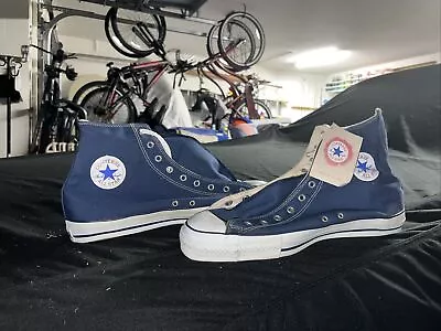 Vintage 1980s Converse All Star Made In USA Men Sz15 Navy Blue Hi Top New Rare • $100