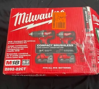 Milwaukee M18 18V Lithium-Ion Brushless Cordless Compact Drill/Impact Combo Kit  • $200