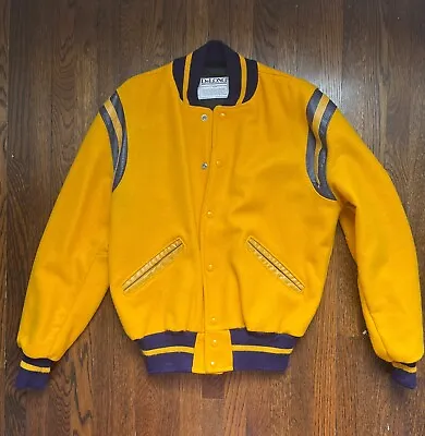 Vintage Delong Teddy Varsity Letterman Jacket (Lakers Color Way) [MADE IN USA] • $70