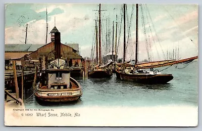 Wharf Scene Boats Vivian Of Mobile Alabama Rotograph Color Postcard • $10