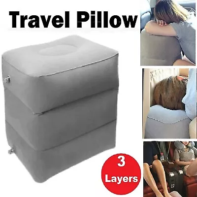 Air Pillow Foot Rest Inflatable Travel Cushion 3 Layers Car Office Leg Footrest • $29.99